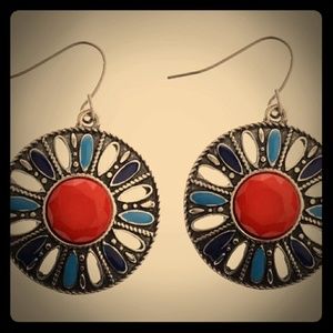 Bohemiam/Retro Red Pine Alloy Earrings - Handmade